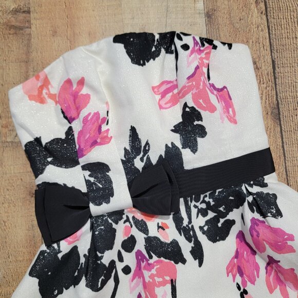 Lilly Pulitzer Stroke of Midnight Floral Strapless Amberly Bow Detail Dress - 2 - Picture 2 of 14